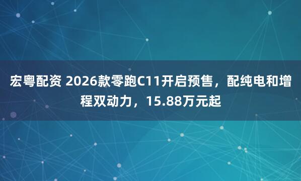 宏粤配资 2026款零跑C11开启预售，配纯电和增程双动力，15.88万元起