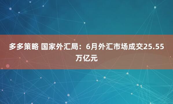 多多策略 国家外汇局：6月外汇市场成交25.55万亿元